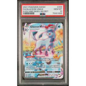 FA/GLACEON VMAX #209 EVOLVING SKIES-SECRET PSA 10 - Front