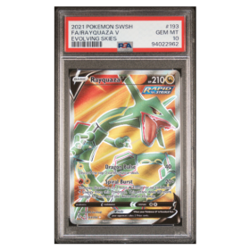 FA/RAYQUAZA V #193 EVOLVING SKIES PSA 10 - Front