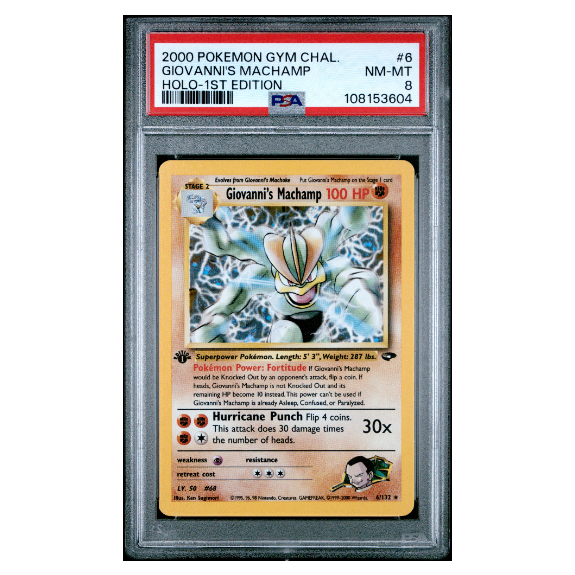 GIOVANNI'S MACHAMP #6 HOLO-1ST EDITION PSA 8 - Front