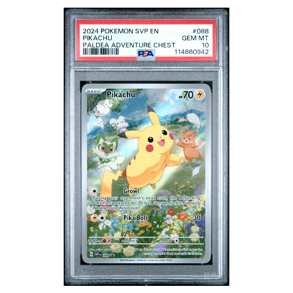 PIKACHU #088 PALDEA ADVENTURE CHEST PSA 10 - Front