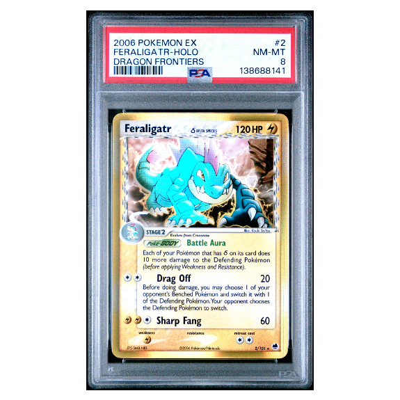FERALIGATR-HOLO #2 DRAGON FRONTIERS PSA 8 - Front