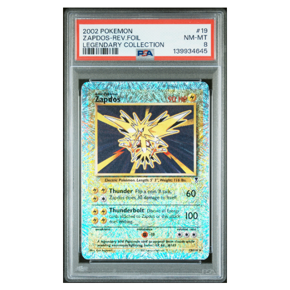 ZAPDOS-REV.FOIL #19 LEGENDARY COLLECTION PSA 8 - Front