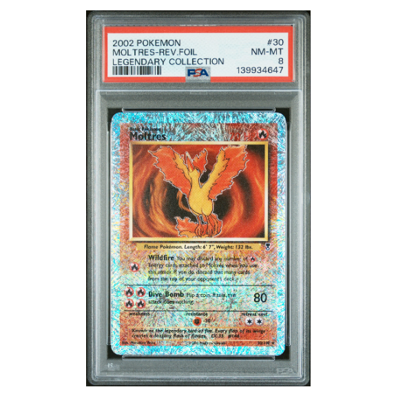 MOLTRES-REV.FOIL #30 LEGENDARY COLLECTION PSA 8 - Front