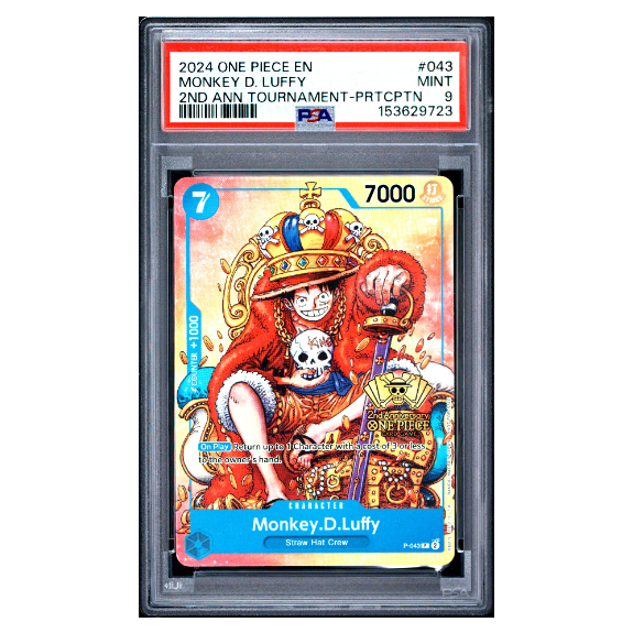 MONKEY D. LUFFY #043 2ND ANN TOURNAMENT-PRTCPTN PSA 9 - Front