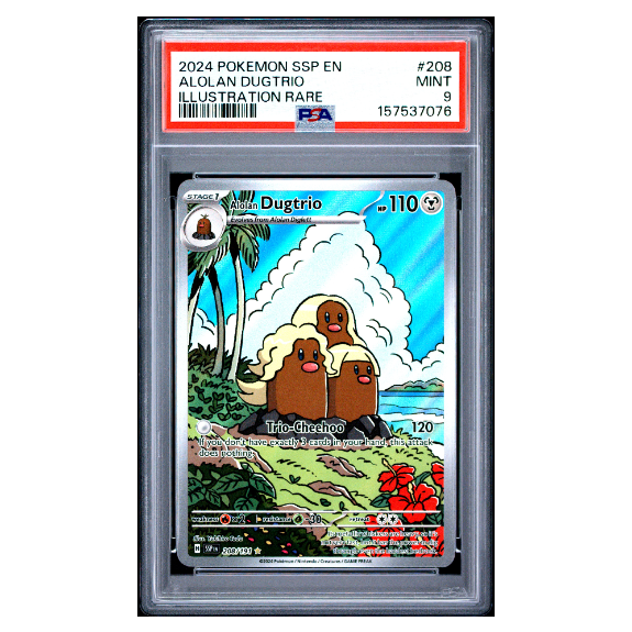ALOLAN DUGTRIO #208 ILLUSTRATION RARE PSA 9 - Front