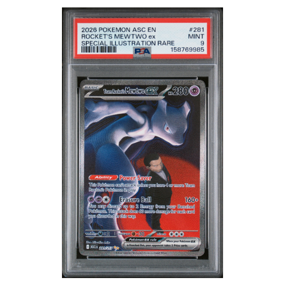 ROCKET'S MEWTWO ex #281 SPECIAL ILLUSTRATION RARE PSA 9 - Front