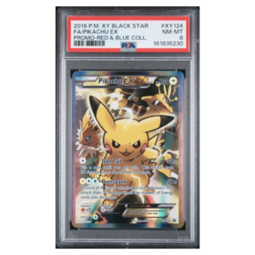 FA/PIKACHU EX #XY124 PROMO-RED & BLUE COLL. PSA 8 - Front