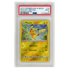 PIKACHU-REV.FOIL #19 HIDDEN FATES PSA 9 - Back