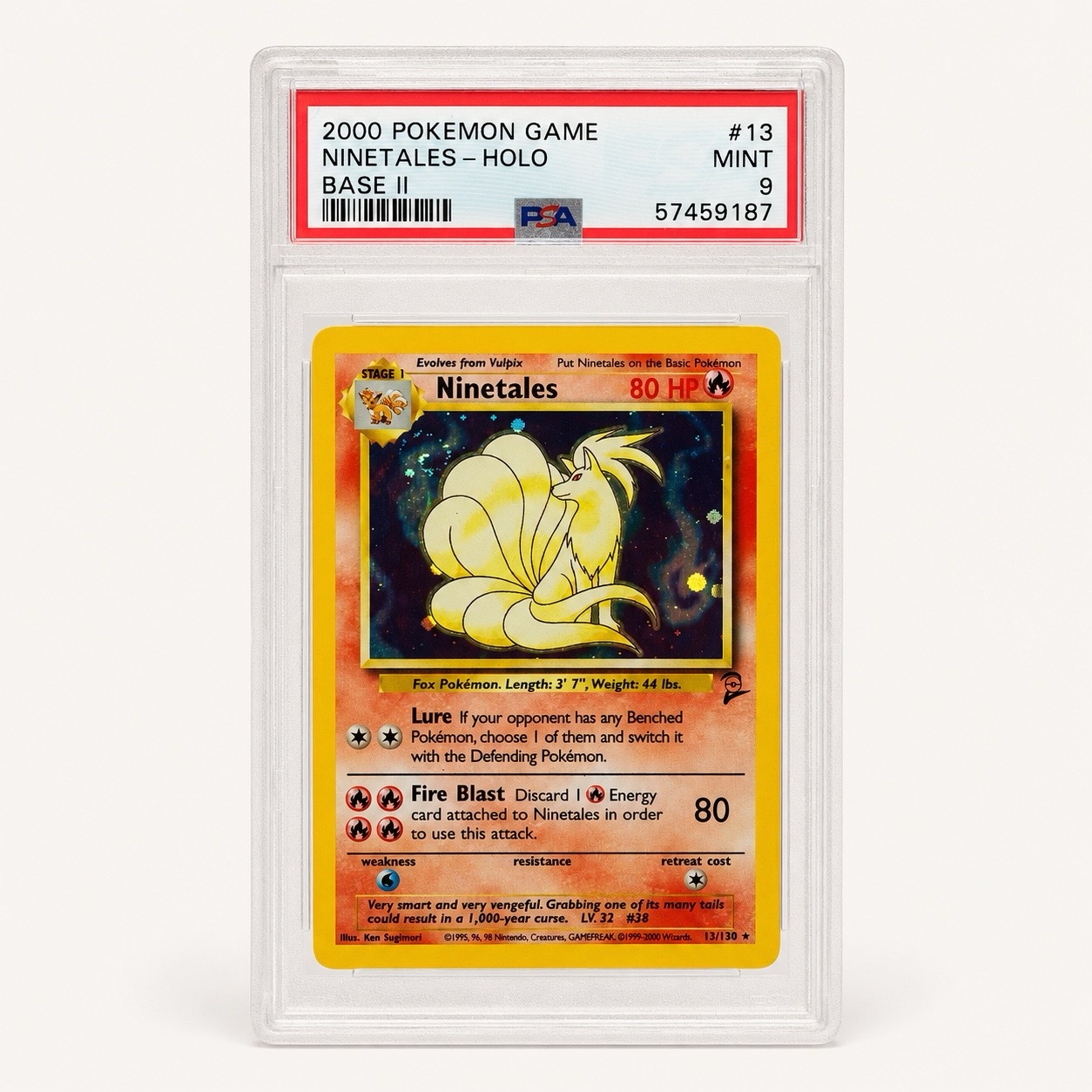 NINETALES-HOLO #13 BASE II PSA 9