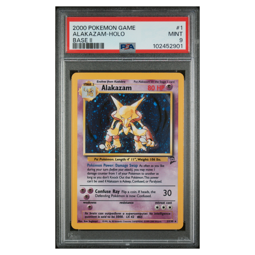 ALAKAZAM-HOLO #1 BASE II PSA 9 - Front
