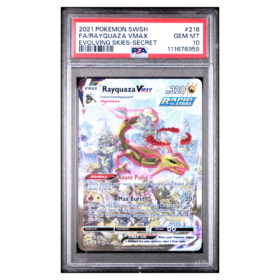 FA/RAYQUAZA VMAX #218 EVOLVING SKIES-SECRET PSA 10 - Front