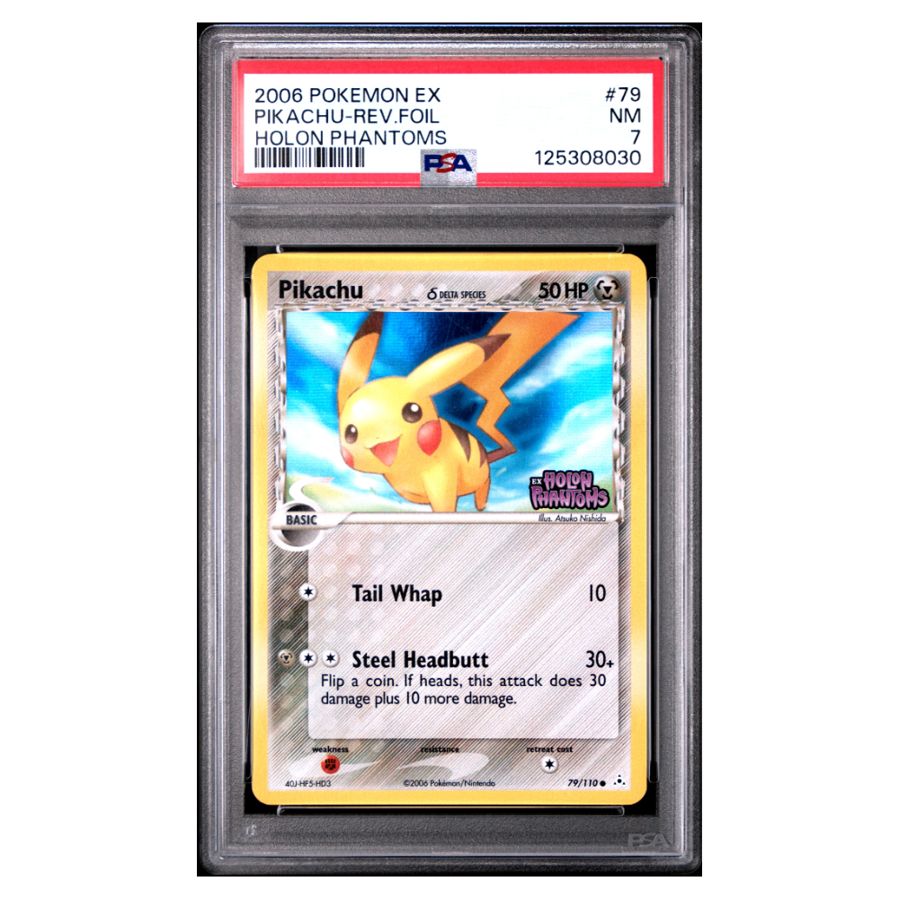 PIKACHU-REV.FOIL #79 HOLON PHANTOMS PSA 7 - Front