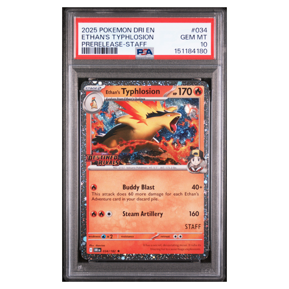 ETHAN'S TYPHLOSION #034 PRERELEASE-STAFF PSA 10 - Front