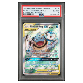 BLASTOISE & PIPLUP GX #215 COSMIC ECLIPSE-FA PSA 6 - Front
