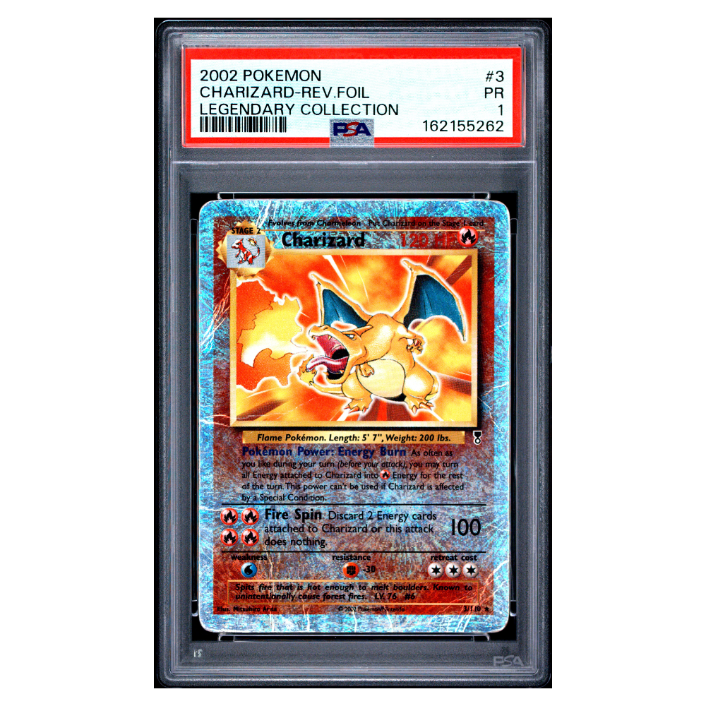CHARIZARD-REV.FOIL #3 LEGENDARY COLLECTION PSA 1 - Front