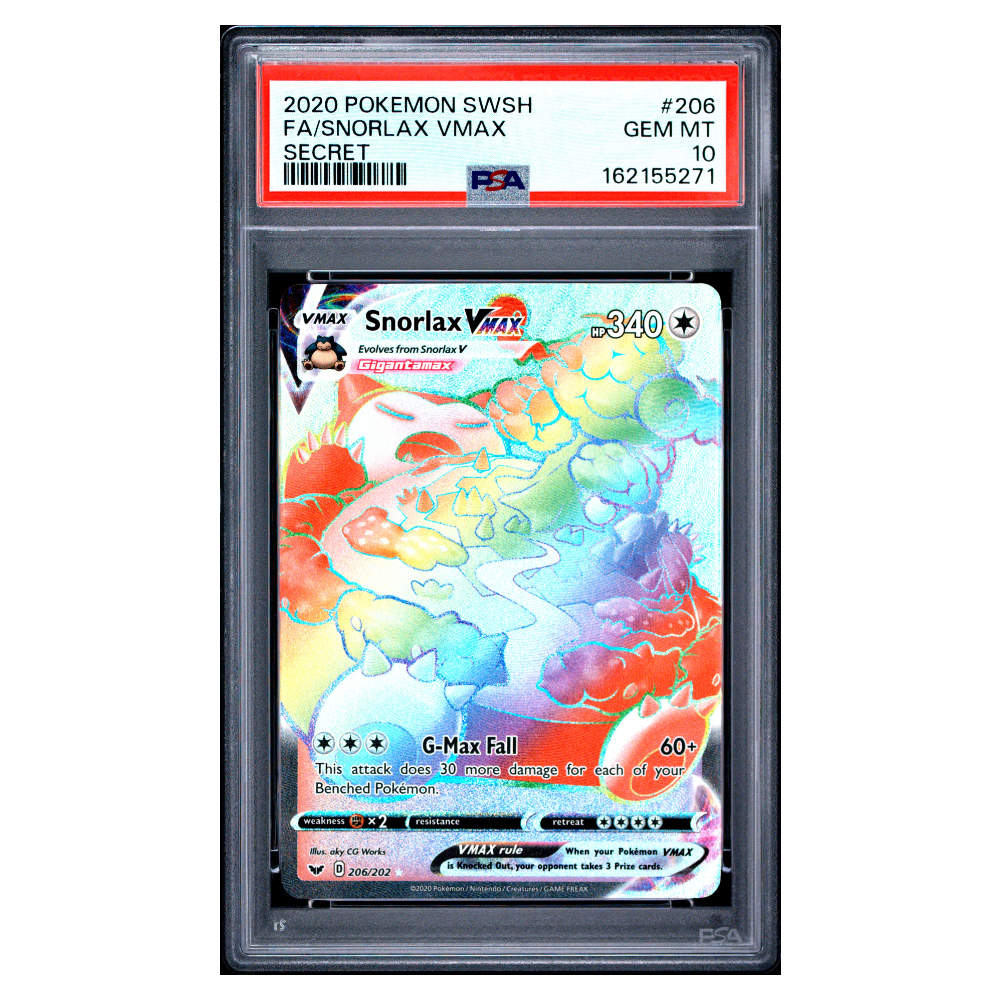 FA/SNORLAX VMAX #206 SECRET PSA 10 - Front