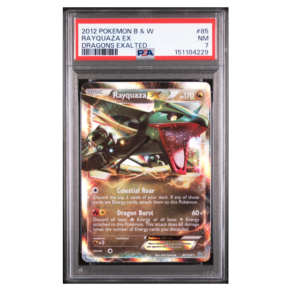 RAYQUAZA EX #85 DRAGONS EXALTED PSA 7 - Front