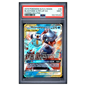 BLASTOISE & PIPLUP GX #38 COSMIC ECLIPSE PSA 9 - Front