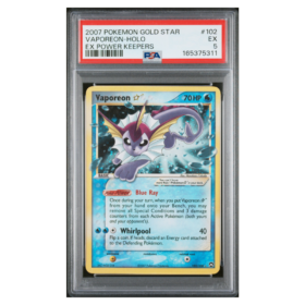 VAPOREON-HOLO #102 EX POWER KEEPERS PSA 5 - Front