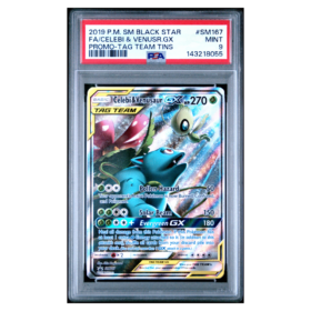 FA/CELEBI & VENUSR.GX #SM167 PROMO-TAG TEAM TINS PSA 9 - Front