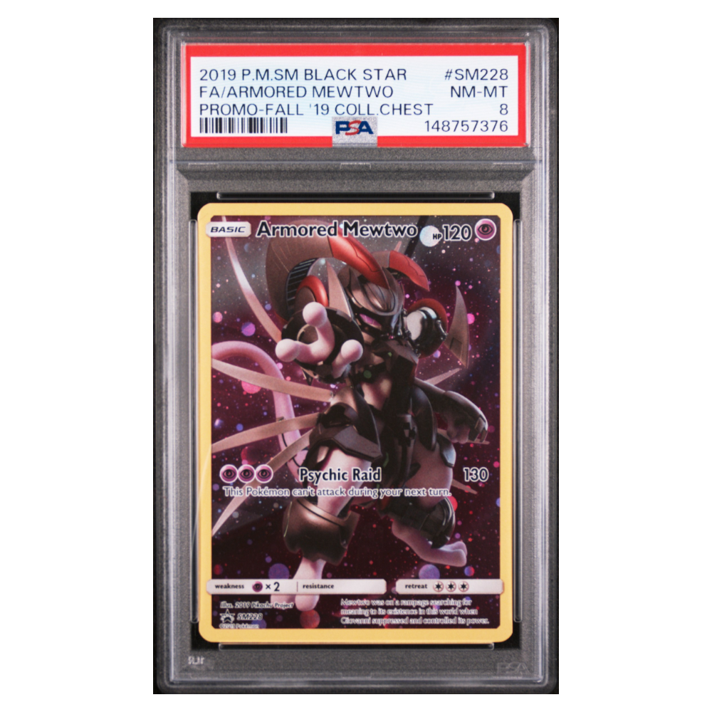 FA/ARMORED MEWTWO #SM228 PROMO-FALL '19 COLL.CHEST PSA 8 - Front