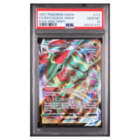 FA/RAYQUAZA VMAX #111 EVOLVING SKIES PSA 10 - Front