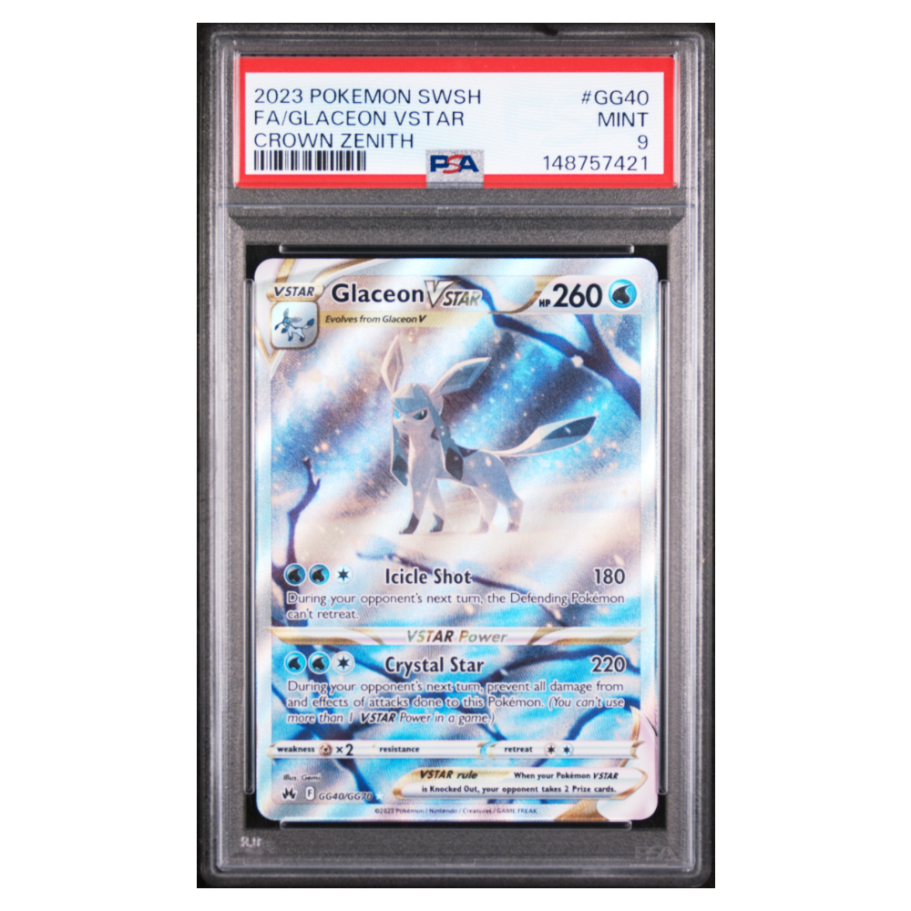 FA/GLACEON VSTAR #GG40 CROWN ZENITH PSA 9 - Front
