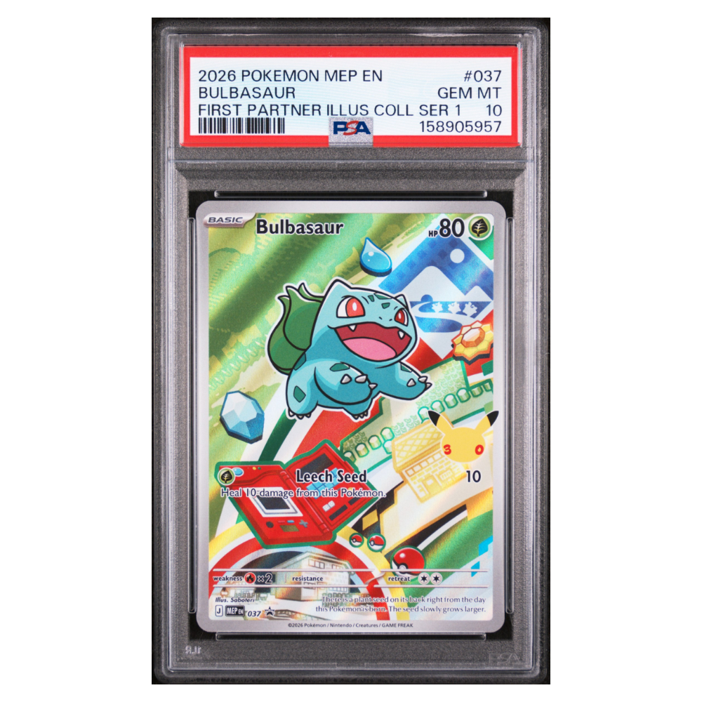 BULBASAUR #037 FIRST PARTNER ILLUS COLL SER 1 PSA 10 - Front