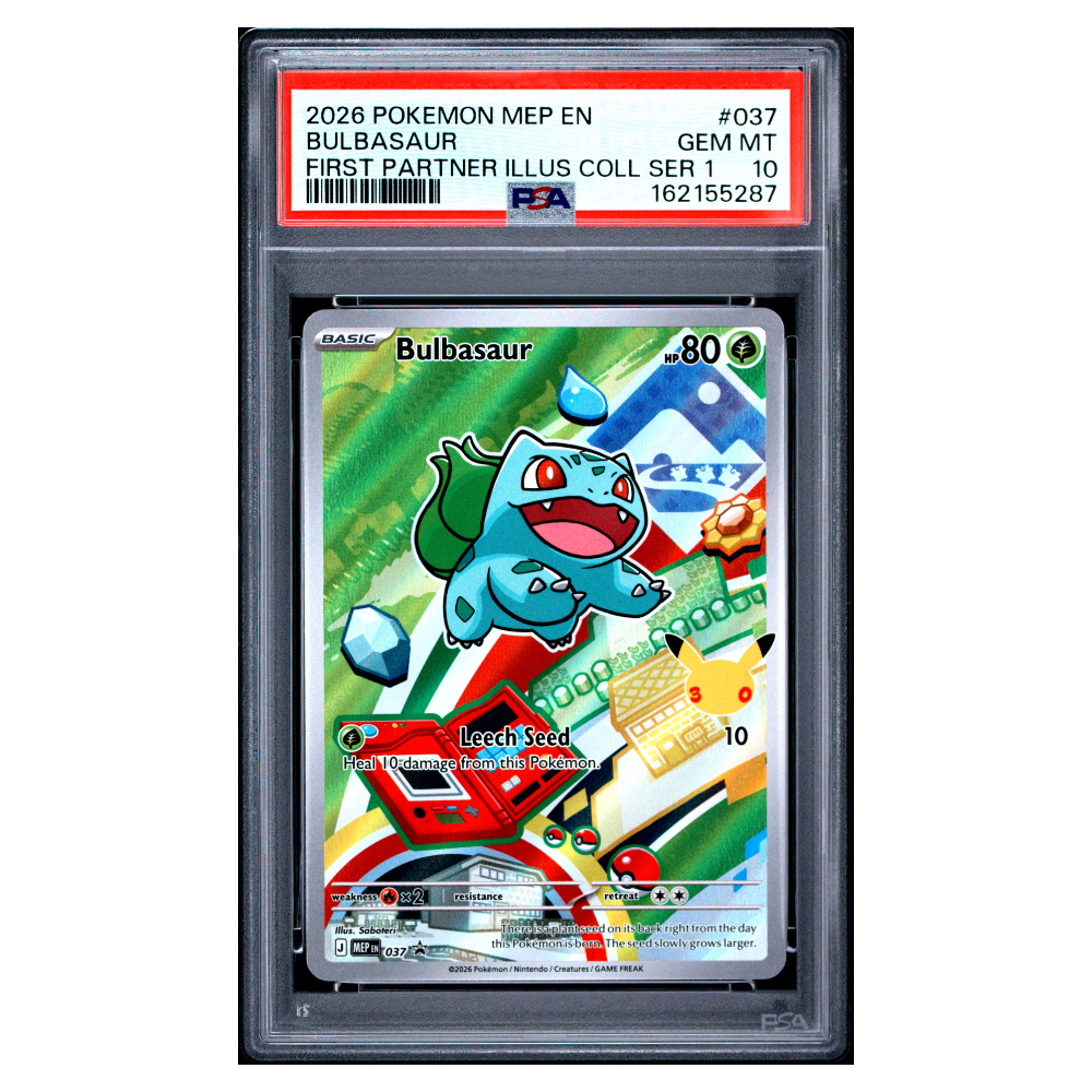 BULBASAUR #037 FIRST PARTNER ILLUS COLL SER 1 PSA 10 - Front