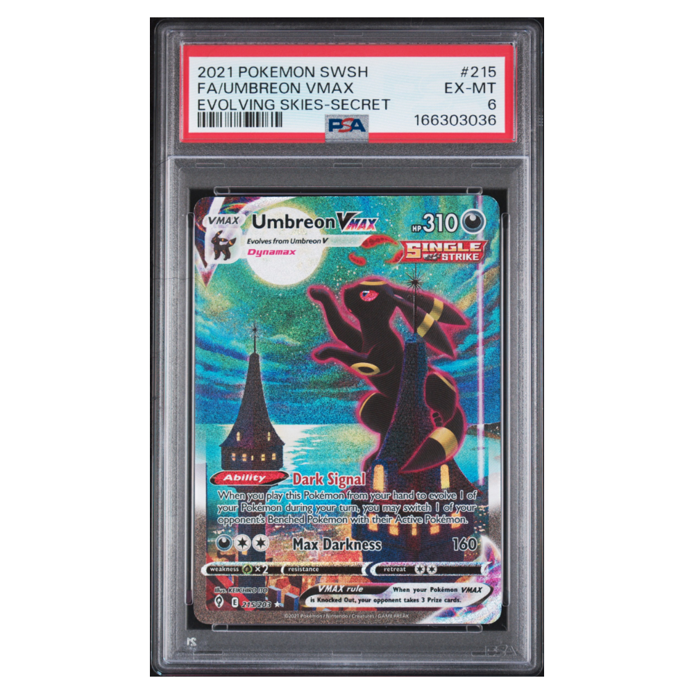 FA/UMBREON VMAX #215 EVOLVING SKIES-SECRET PSA 6 - Front