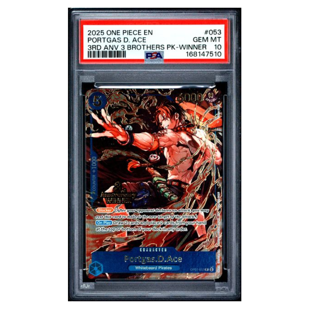 PORTGAS D. ACE #053 3RD ANV 3 BROTHERS PK-WINNER PSA 10 - Front
