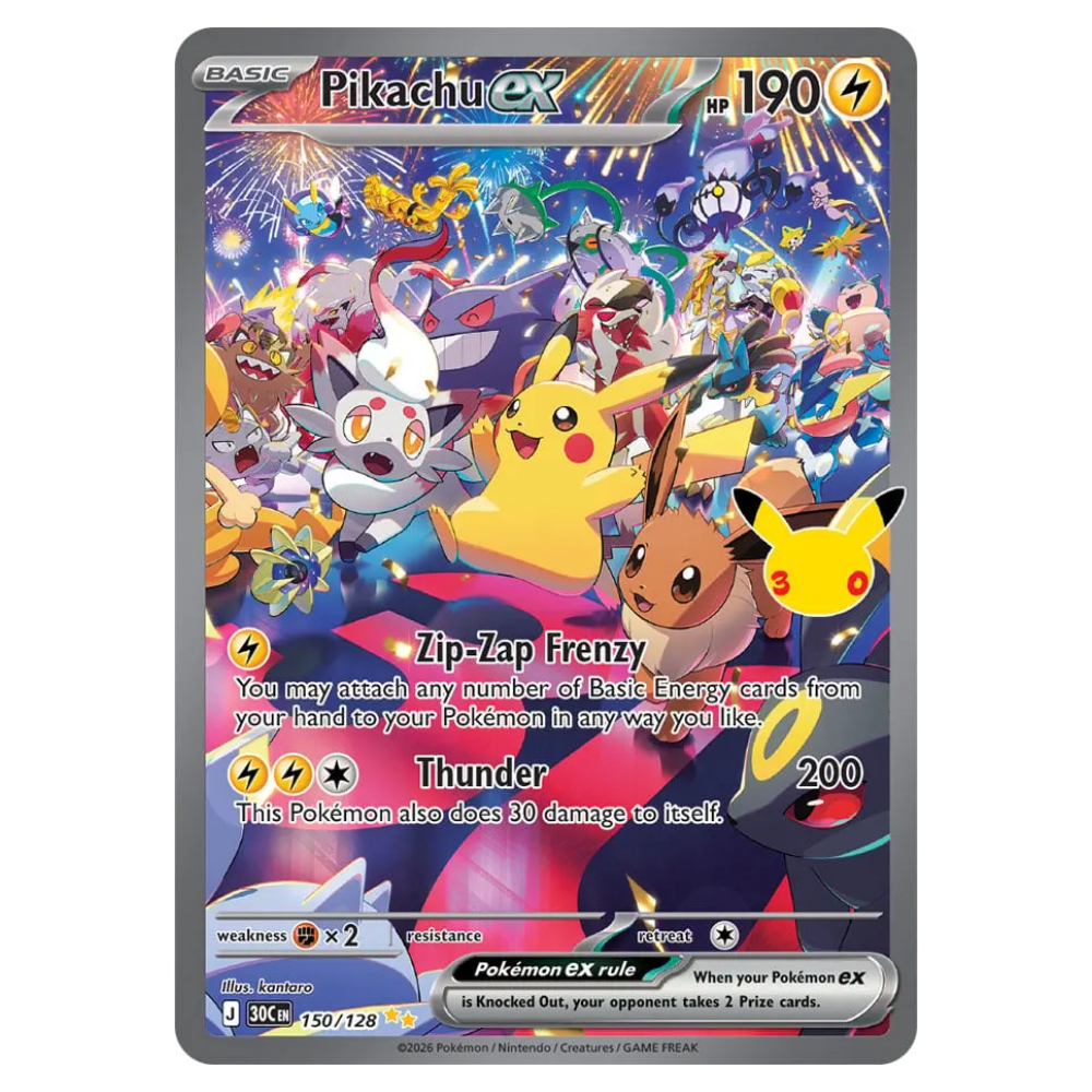 Pikachu ex #150 30th Celebration (NM)