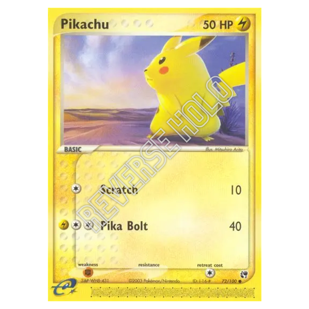 Pikachu #72 Sandstorm Reverse Holo (LP+)
