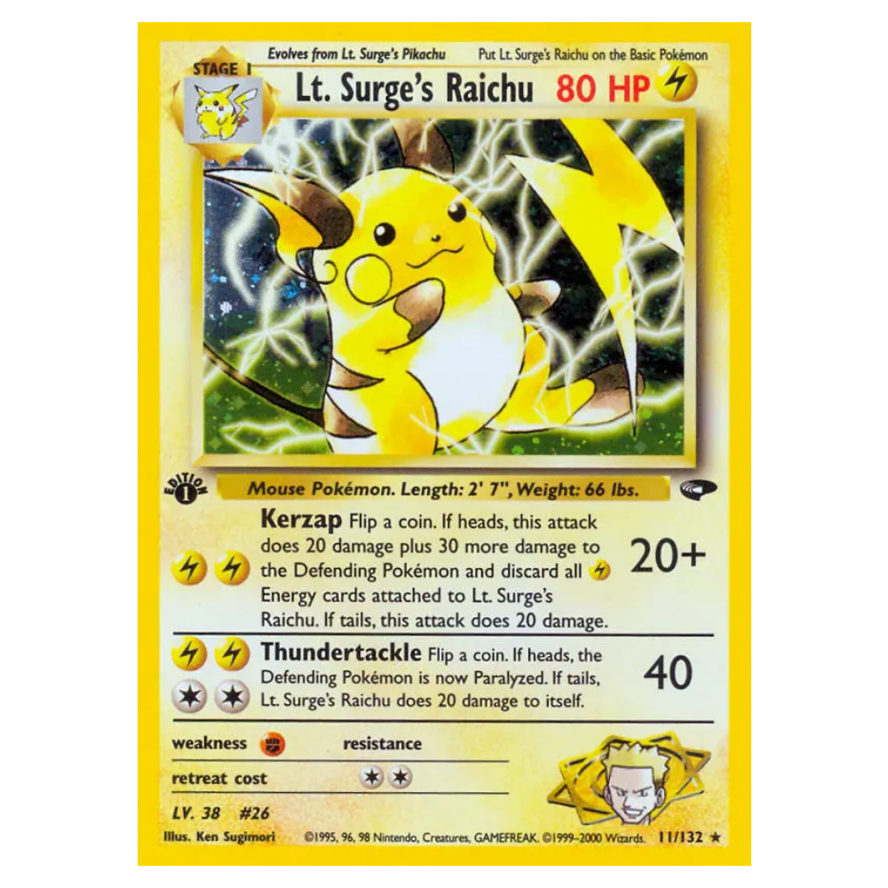 Lt. Surge's Raichu #11 Gym Challenge Holo (LP)